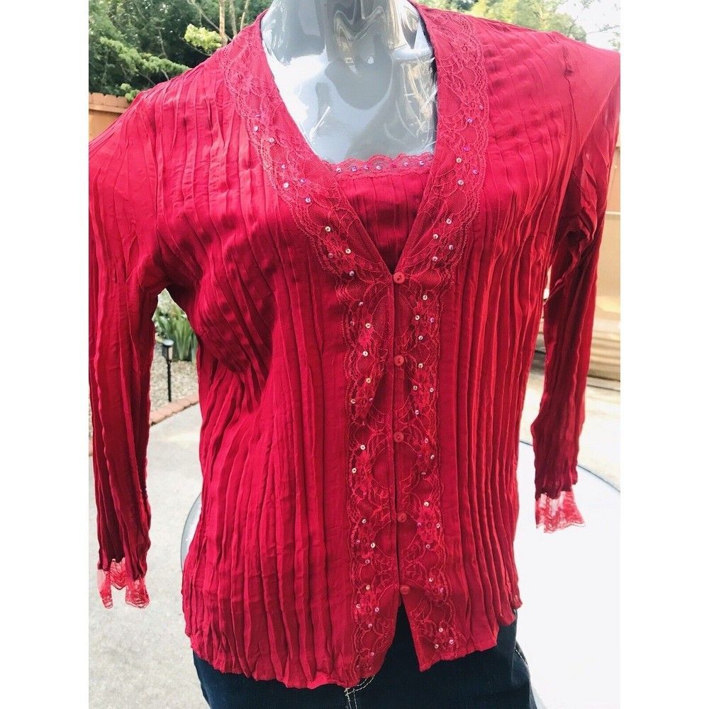 Notations Woman’s Plus Size XL Burgundy Red V-Neck￼ Blouse